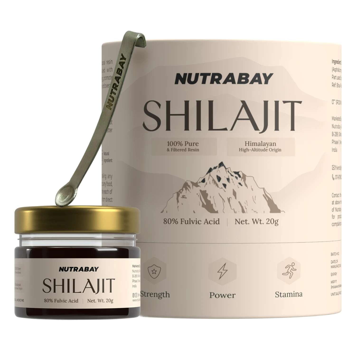 Nutrabay Shudh Himalayan Shilajit/Shilajeet Resin from High Altitude with 80% Fulvic Acid (20g)